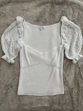 Intermix Sweater Knit Ruffle Blouse